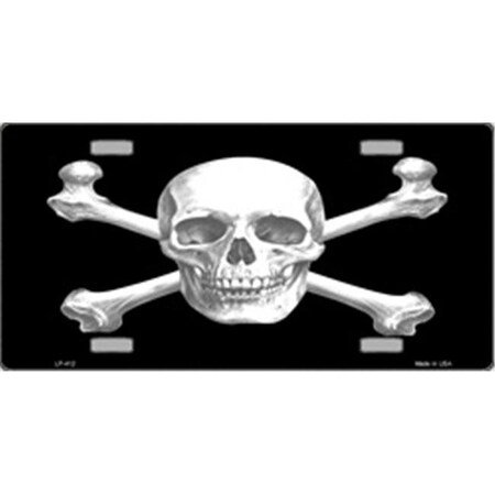 Skull and Cross Bones Metal Novelty License Plate Tag LP-412